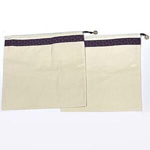 NEW 2 Tory Burch Canvas Drawstring Dust Bag Storage Travel Gold Logo Charm Pull